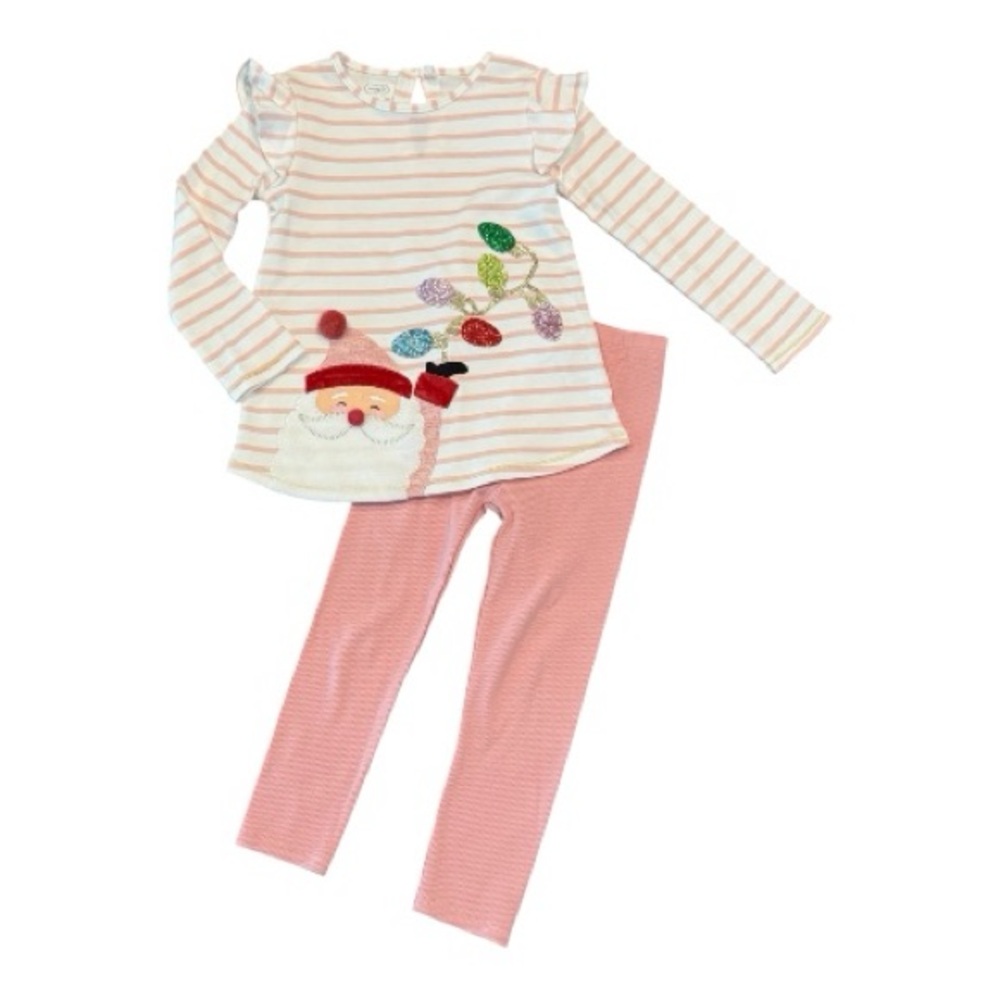 Mud Pie Santa Striped Pink and White Outfit